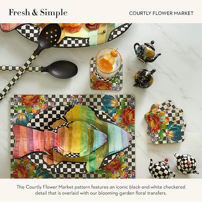 MACKENZIE-CHILDS Set of 4 Cork-Back Placemats, Hard-Finish Table Mats, Courtly Flower Market