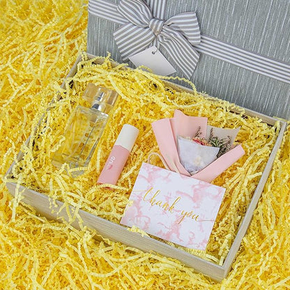Caleihd Crinkle Cut Paper Grass Cushion Paper Streamer for Christmas Wedding Birthday Bridesmaid Engagement Craft Gift Boxes Bags Filler Decoration 4.5oz Yellow