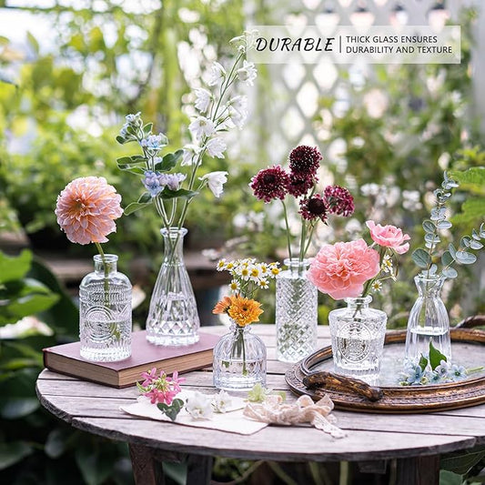 24pcs Glass Bud Vase Set, Small Clear Flower Vases for Centerpieces in Bulk, Mini Vintage Vase for Wedding, Home,Table Decoration