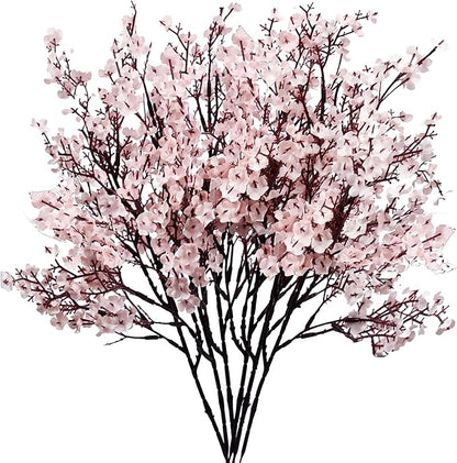Mandy's Light Pink Artificial Baby’s Breath European Flowers 6 Bundles Silk Gypsophila with Bendable Stems for Fall Thanksgiving & Christmas Centerpiece Wedding Decor and Table Arrangements