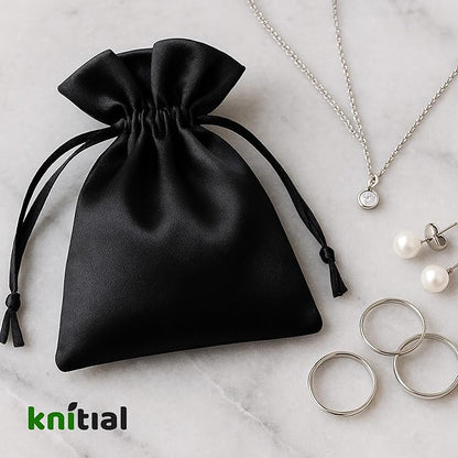 3" x 4" Silver Satin Gift Bags, Jewelry Bags, Wedding Favor Silky Drawstring Baby Shower Christmas 50 per Pack