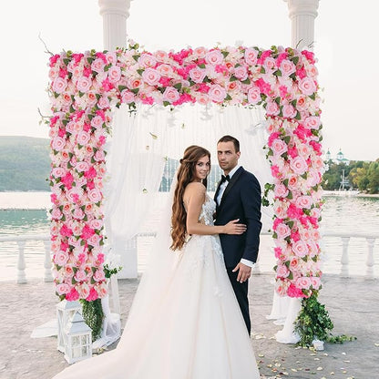 Flower Centerpieces for Tables - 10 Pack Wedding Arch Artificial Flowers Pink Arrangements Center Piece for Reception, Living Room, Kitchen, Dining Table Runner Decorations(20.5 * 9.4''/52 * 24cm)