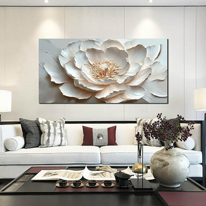 White and Pink Flower Wall Art for Living Room - Large Modern Wall Art Bedroom - Floral Bedroom Wall Decor for Teen Girls Size 29" x 59"