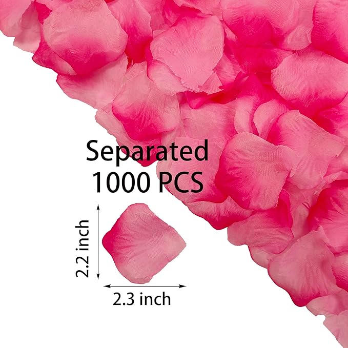 1000 PCS Separated Artificial Gradient Pink Rose Petals for Romantic Night for her set,Faux Gradient Pink Flower Petals for Flower Girl Weddings Valentine Day Party Romantic Decoration(Ready-to-use)