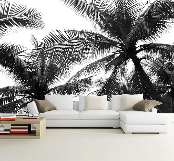 WFBHUA-Black Palm Tree Wallpaper Peel and Stick Tropical Self Adhesive Wall Mural for Living Room Bedroom 157“x108