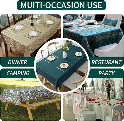 Rectangle Table Cloth,100% Waterproof Tablecloth Oil Proof Spill Proof Vinyl Table Cloth, Wipe Clean Plastic Table Cover for Dining, Camping, Indoor and Outdoor 54" x 84",Navy Blue