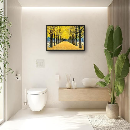 Framed Large Pictures Wall Art for Living Room, Yellow Ginkgo Trees Oversized Wall Decor Nature Scenery Landscape Canvas Painting Modern Extra Large Framed Artwork for Bedroom Office 36"x24"