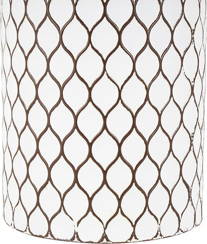 Deco 79 Metal Decorative Vase Tall Trellis Floor Centerpiece Vases with Brown Trumpet Tops, Set of 3 Flower Vases for Home Decoration 52", 39", 27" H, White