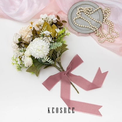 Purple Lavender Dusty Rose Handmade Chiffon Ribbon,1.5" x 21Yd Frayed Silk Ribbons for Wreaths Bridal Flower Bouquet Christmas Gift Wrapping Wedding Decor Invitations Decorations
