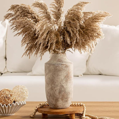 Mitt&Ditt Ceramic Flower Vase, 12.5 inch Tall Off-White Vase, Large Decorative Terracotta Vases, Farmhouse Rustic Pottery Vases for Home Decor, Living Room, Table
