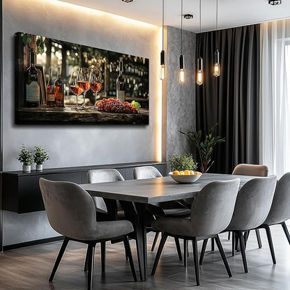 hyidecorart Dining Room Wall Art Wine Glass Canvas Wall Pictures Kitchen Art Wall Decor Still Life Goblet Prints Painting Landscape Poster Bar Living Room Office Artwork Modern Home Decoration 24x48