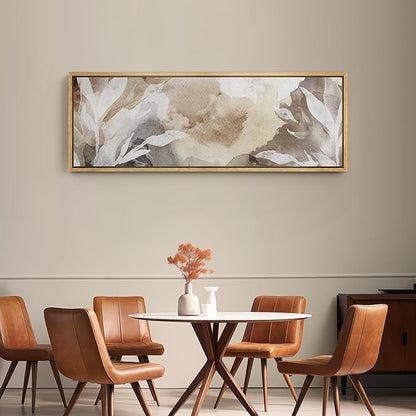 SIGNFORD Large Framed Canvas Print Wall Art Whispers of Nature an Abstract Watercolor Illustrations Modern Art Relax/Calm Warm for Living Room, Bedroom, Office - 60"x20"