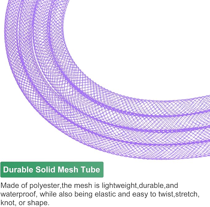 Mesh Tube Ribbon 25 Yards, 6mm Elastic Fabric Ribbons Mesh Tubing for Crafts/Gift Wrapping/Flower Bouquets/Wedding/Birthday/Holiday/Wreaths Christmas/Decoration[Violet]