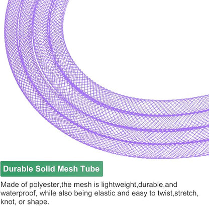 Mesh Tube Ribbon 25 Yards, 6mm Elastic Fabric Ribbons Mesh Tubing for Crafts/Gift Wrapping/Flower Bouquets/Wedding/Birthday/Holiday/Wreaths Christmas/Decoration[Violet]