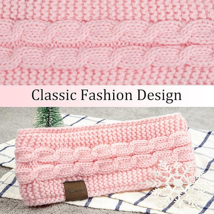 Loritta Womens Ear Warmers Headbands Winter Warm Fuzzy Cable Knit Head Wrap Fleece Lined Gifts
