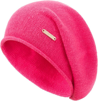 QUEENFUR Knit Slouchy Beanie Hats for Women Cashmere Ski Cap Knitted Wool Soft Warm Winter Hat