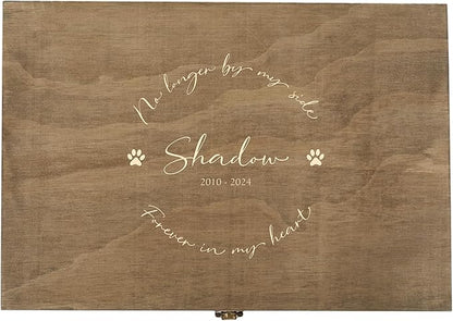 Personalized Pet Memory Keepsake Box Custom Engraved Wooden Memorial Urn Box with Lid - Pet Loss Gift for Dogs or Cats Remembrance Storage Boxes for Ashes, Photos Forever Friend Always In Your Heart