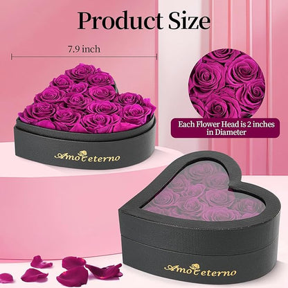 Flower, Forever Roses in A Box, Fresh Flowers, Birthday Gifts for Her, Women, Mom, Girlfriend, Wife, Grandma,Purple Forever Roses