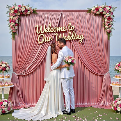 gogoparti 20x10FT Rose Gold Sequin Backdrop Curtain - 4 Panels of 5x10FT Wrinkle-Free Glitter Drapes for Photography, Birthdays, Weddings & Graduations