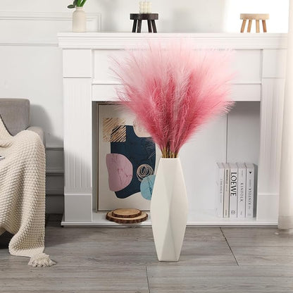 9 Stems Pink Pampas Grass - 38 Inch Large Fluffy Faux Pompous Grass Decor, Long Artificial Colored Pompas Floral for Vase Filler, Wedding Centerpieces and Home Decor (Pink)