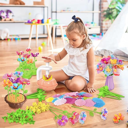 Fabric Flower Bouquets Toys for Toddlers and Girls Ages 3 4 5 6 7 8 9, Arts & Crafts Kit for 4-8 Year Old Kids, Ideal Festive Christmas Gifts for Preschool Girls, Educational Handmade DIY Activity Set