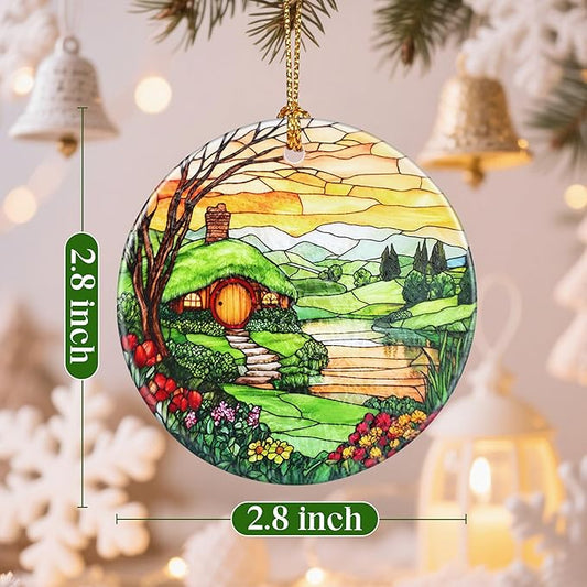 Christmas Ornaments, 2.8 Inch Ceramic Hanging Ornament, Christmas Tree Ornaments, Xmas Decorations, Holiday Decorations, Holiday Party Gifts, and Xmas Gift Ideas - Hobbit House