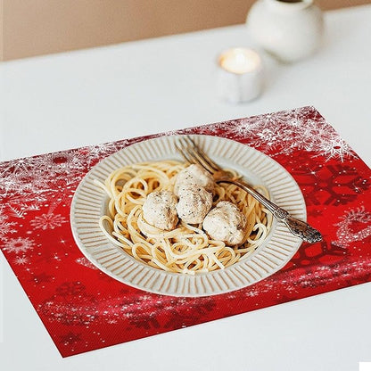 Christmas Elk Placemats Cartoon Red Festive Christmas Snowflake Gift Bell Beautiful Deer Placemats Table Kitchen Dining Party 12x18 Inch Set of 4