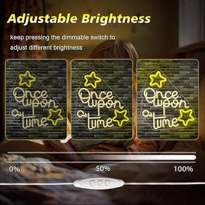 Once Upon A Time Neon Sign Fairy Tale Inspired LED Wall Art for Nursery Bedroom or Living Room Decor Magical Storybook Themed Lighted Sign for Kids and Book Lovers