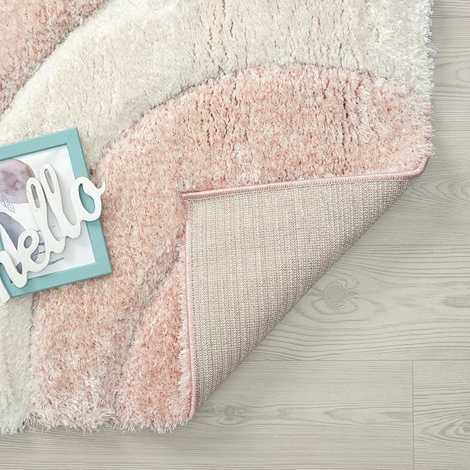 LUXE WEAVERS Lantanas Collection 7070 Pink 5x7 Modern Shag Geometric Area Rug