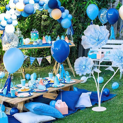 B-COOL Giant Artificial Flower for Reception Decoration: 5.58 ft Blue Huge Artificial Silk Flowers with Standing Base for Wedding Bridal Shower Baby Shower Party Christmas Decor Shop Window Display