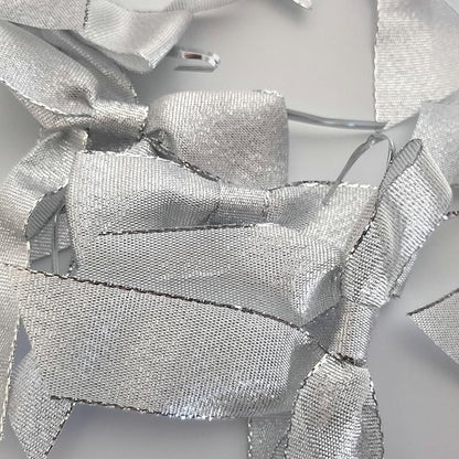 50pcs 3-1/2" Metallic Silver Glitter Ribbon Bows with Twist Ties for Gift Wrapping Packing Christmas Big Bows for Holiday Decoration (Silver)