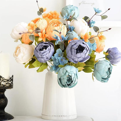 FiveSeasonStuff Vintage Artificial Peonies Silk Flowers and Hydrangeas for Wedding Bridal Home Décor – Beautiful Floral Centerpiece Arrangement Decoration with 2 Bouquets (Vintage Peaceful)