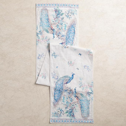 Maison d' Hermine Tablerunners 100% Combed Cotton Premium Table Runner Decorative Table Cover, Home, Kitchen, Parties & Camping, Peacock Utopia, Double Layer - (14.50"x72")