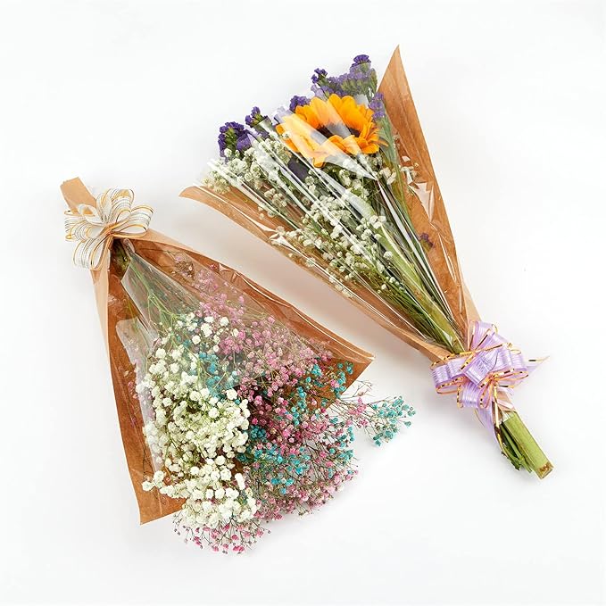 Flower Bouquet Sleeve Flower Wrapping Plastic Paper Floral Arrangement Supplies Wrap Bags 50pcs L-Original