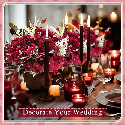 Lyrow 8 Pcs Peony Artificial Flowers Fake Silk Hydrangea Bouquet Elegant Peony Flowers for Wedding Decoration Faux Realistic Floral for Home Party Table Centerpieces Arrangement (Claret)