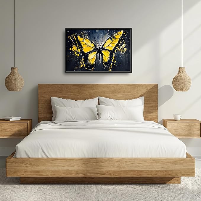Butterfly Large Wall Art Framed Wall Decor for Living Room Black Butterfly Pictures Oversized Canvas Print Painting Modern Extra Large Framed Artwork for Bedroom Office Home Decor 36"x24"