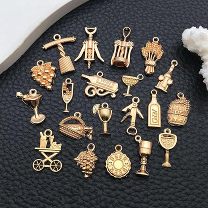 WOCRAFT 60pcs KC Gold Wine Charms Bracelet Charms for Jewelry Making Sets DIY Necklace Bracelet Keychain Crafting Charms Kit Craft Supplies (SN872)