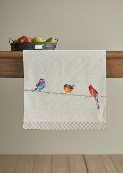 Maison d' Hermine Table runner 100% Cotton Double Layer Table Runners 72 inches long Decorative for Home Kitchen Dining Party Wedding Bridal Shower Spring Summer (Birdies On Wire, 14.50" x 72")