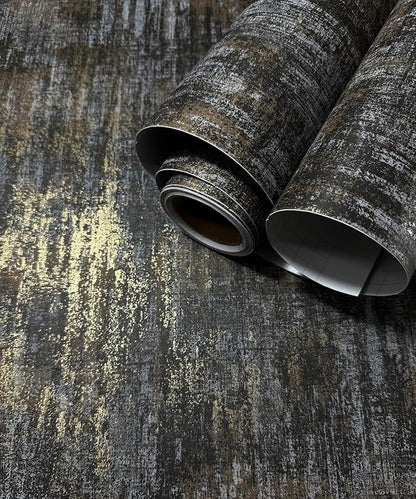 AM1NAH 17.7" X 472" Industrial Texture Metallic Wall Paper Non-Woven Distressed Wallpaper