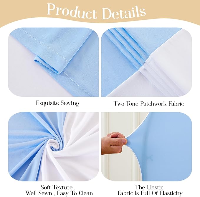 Blue White Arch Backdrop Cover Set of 2 Spandex Arch Covers 7.2 and 6ft Arch Covers Stretchy Backdrop Wedding Arch Stand Cover Bridal Baby Shower Birthday Party Arch Photo Backdrop