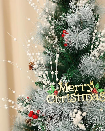 Christmas Artificial Glitter Holly Berry Stem,12Pcs Fake Christmas White Berries Branches Twigs 16 in Holly Berries Stem Picks for Christmas Tree Floral Arrangements Vase Home Decor