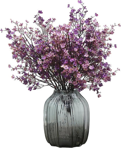 Babys Breath Silk Artificial Flowers Bulk With Vase 10pcs for Fall Decor Fake flower bouquet Bulk for Home Kitchen Indoor Bouquet Floral Arrangement Table Centerpieces Decor(Autumn Purple )