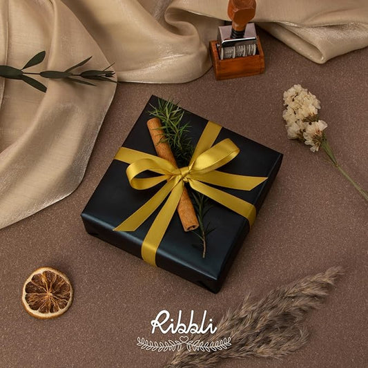Ribbli Gold Satin Ribbon Double Faced Satin 1/2 inch x Continuous 50 Yards-Gold Ribbon for Gift Wrapping Crafts Wedding Decoration Bows Bouquet Floral Arrangement