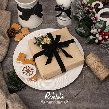 Ribbli Black Velvet Ribbon 5/8 Inches Continuous 25 Yard Spool Black Christmas Ribbon for Gift Wrapping Crafts Home Decor