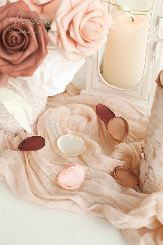 Floroom 300pcs Rose Petals Earth Tones Brown Faux Silk Flower Petals for Wedding Flower Girl Basket Aisle Scatter Dinner Table Centerpieces Party Confetti Bridal Shower Romantic Night Decoration