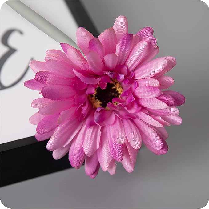 12pcs Artificial Gerbera Daisies,22 Inch Long Stem Silk Daisy Flowers,Realistic Artificial Flower Mums for Home Décor Centerpiece Wreath Supplies Wedding Bouquet,Pink
