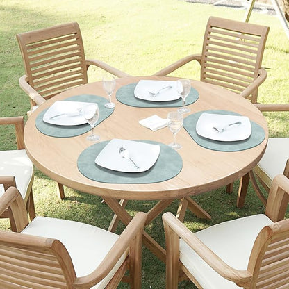 ADRIMER Placemats, Heat Resistant Oval Placemats Set of 12 Washable 12 x 17 Inch, Waterproof Table Mats, Wipeable Pu Place Mats for Kitchen, Dining Room, Light Blue