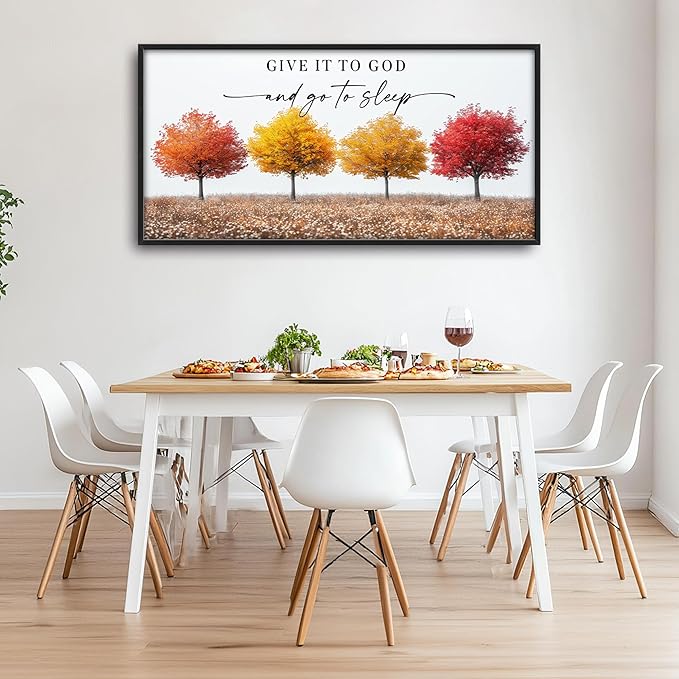 Framed Large Pictures Wall Art for Living Room, Trees Oversized Wall Decor Give It To God And Go To Sleep Canvas Print Painting Modern Extra Large Framed Artwork for Bedroom Office 60"x30"