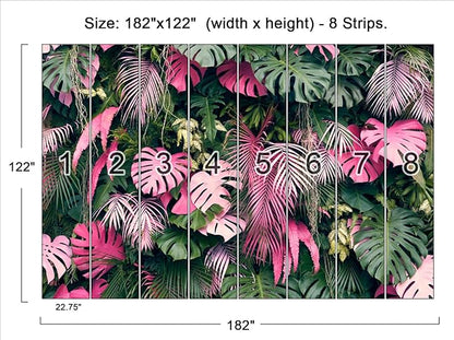 Cliouar-Wall Mural Wallpaper for Bedroom Living Room 3D Mural Monstera Tropical Plant Green Plant Banana Leaf Palm Leaf 182" x 122"(Not Self-Adhesive)