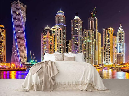Mural Wallpaper Large City Night View Wall Mural for Bedroom Living Room TV Background Sofa Wall（Not Peel and Stick）